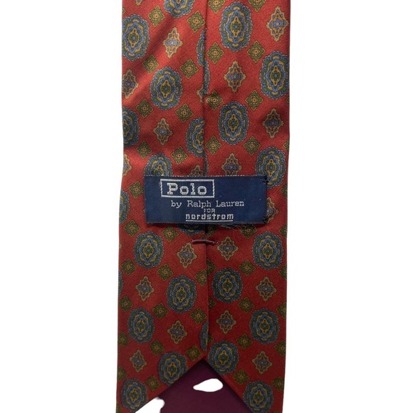Polo by Ralph Lauren Men’s Necktie Rust/Red with Blue and Green - Picture 4 of 4